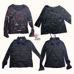 Dark Script Y2K Mesh Tops(MTO-002)