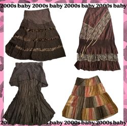 Boho babe y2k flowy skirts-095