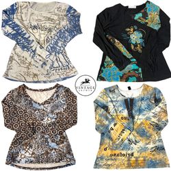 Retro Y2K Aesthetic Graphic Print Long Sleeve Tops..