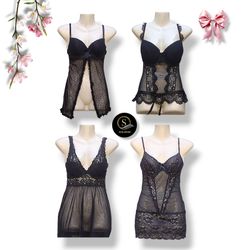 Y2K Black Rave Baby Doll Tops