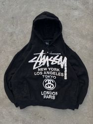 Stussy rework style ss pullover hoodie