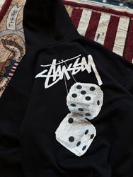 Stussy rework style dice pullover hoodie