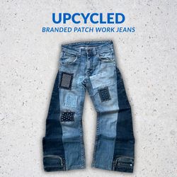 Upcycled Branded Denim Patch Work Jeans ..