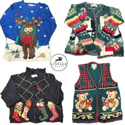 Pulls et gilets vintage Édition Noël 10 pièces (S-..