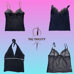 Y2k All black mesh cami tops( SU 315)