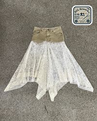 Upcycled Corduroy and Lace Skirt