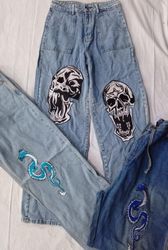 CR5990 Reworked Embroidered Baggy Jeans