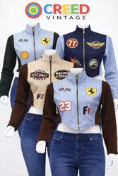 CR1143 Veste courte en patch racing upcyclée