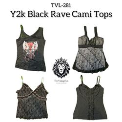 Y2K Black Rave Cami Tops (TVL-281)