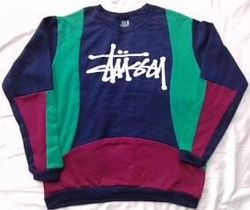 CR6022 Sweat-shirts patchwork imprimé Stussy upcyc..