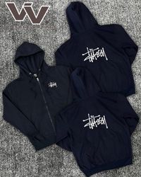 Stussy überarbeitet Stil marine blau Reißverschlus..