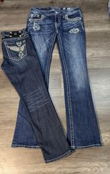 3268 - Miss me Stickerei Stil Schlag- und gerade J..