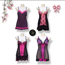 Y2K-Stil Schwarz Pink Babydoll-Oberteile