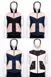 CR1160 Gilet à capuche en denim matelassé recyclé