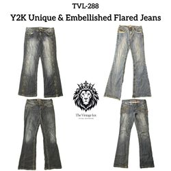 Y2K Einzigartige & Verzierte Schlagjeans (TVL-288)