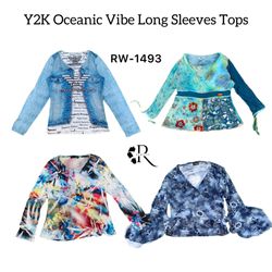Y2K Oceanic Vibe Long Sleeve Tops RW-1492