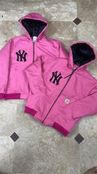 Carhartt Pink Yankees Active Wear Rework Style Jac..
