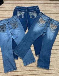 Vintage Embellished Flared Jeans-20pcs-EM 01