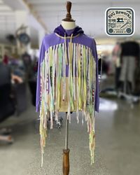 Upcycled Fringe Hoodie