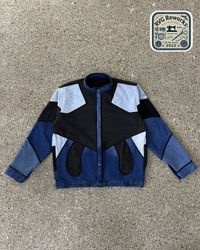 Upcycled Geometric Panel Denim Jacket