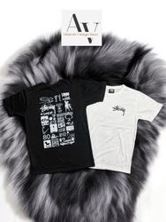 Stussy rework style sara printed black and white t..