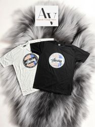 Stussy rework style crossdot pigment dye tee in bl..