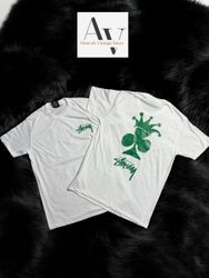 Stussy rework style Club crown white tee