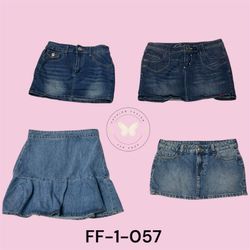 Jupe mini en denim bleu classique pour femmes (FF-..