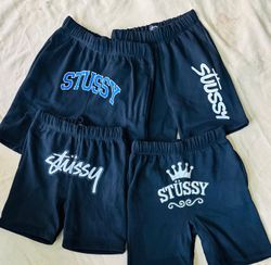 Stussy rework style printed fleece short