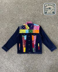 Jaqueta de Denim com Painel de Bandana Reciclada