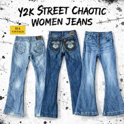 Y2K Street Chaos Flared Jeans