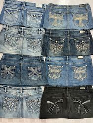 Jupes mini brodées pour femmes R377 upcyclées