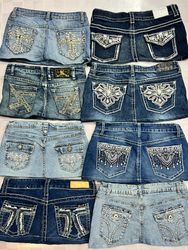 R380 Jupes mini revalorisées pour femmes avec embe..