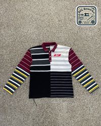 Upcycled Patchwork Long-Sleeve Polo Shirt
