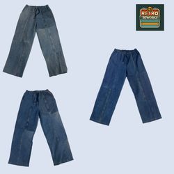 Pantalons en patchwork en denim upcyclé