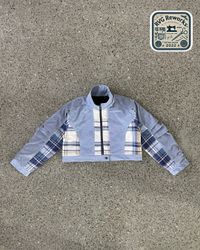 Veste courte en velours côtelé et à carreaux recyc..