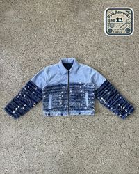 Veste en jean cropped texturée upcyclée