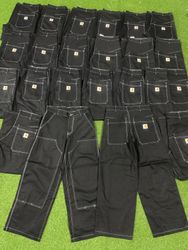 Pantaloni baggy neri Carhartt stile rework