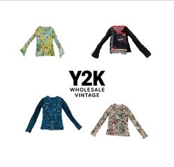 Y2K European Mesh Long sleeve Tops with cop copen ..