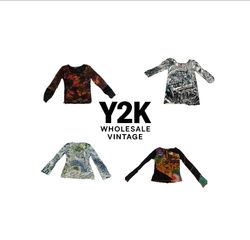 Y2K European Mesh Long sleeve Tops with save queen..