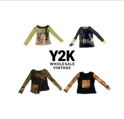 Y2K European Mesh Long sleeve Tops with cop copen ..
