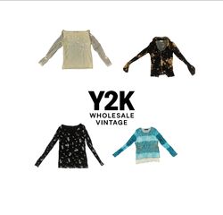 Y2K European Mesh Long sleeve Tops (YWV74)