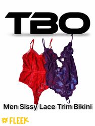 Men Sissy Lace Trim Bikni      (TBO-198)