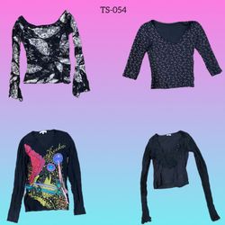 Y2K Black mesh Full sleeve Tops (TS-054)