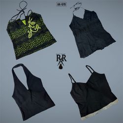 Y2K Black Gothic Cami Tops (AA-670)
