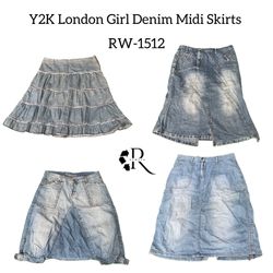 Y2K London Girl Denim  Midi Skirts RW 1512