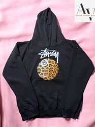 Stussy rework style 8ball leopard prints hoodie