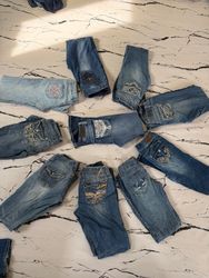 Y2k flare embroidery jeans id 15