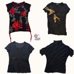 Euro Noir Y2K Kurzarmoberteile