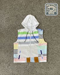 Vestaglia con cappuccio in patchwork riciclato